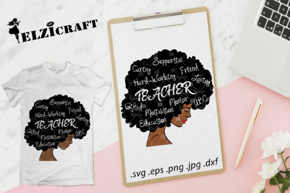 Afro Woman Teacher Life Graphics for Crafts