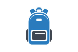 Blue School Bag Icon: Modern Graphics for Icons