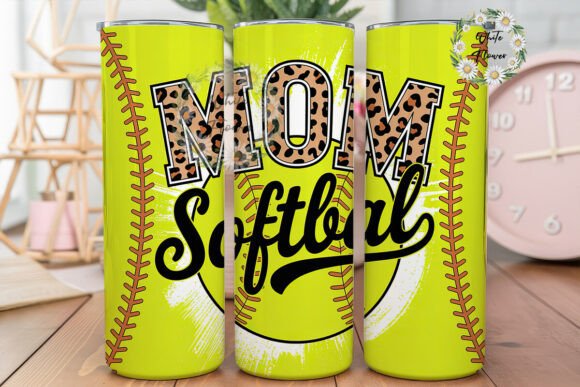 Neon Yellow Softball MOM Tumbler Wraps & Graphics
