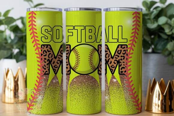 Softball Mom Leopard Glitter 20oz Tumble: Graphics & Wraps